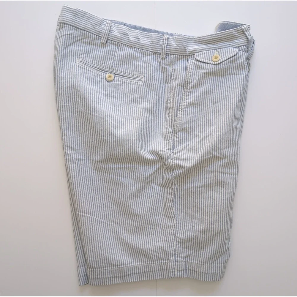 Polo Ralph Lauren Golf Shorts Mens 36 Blue White Striped Seersucker Classic